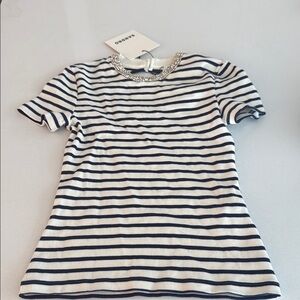 SANDRO Striped Navy and White Women's Top New with tags